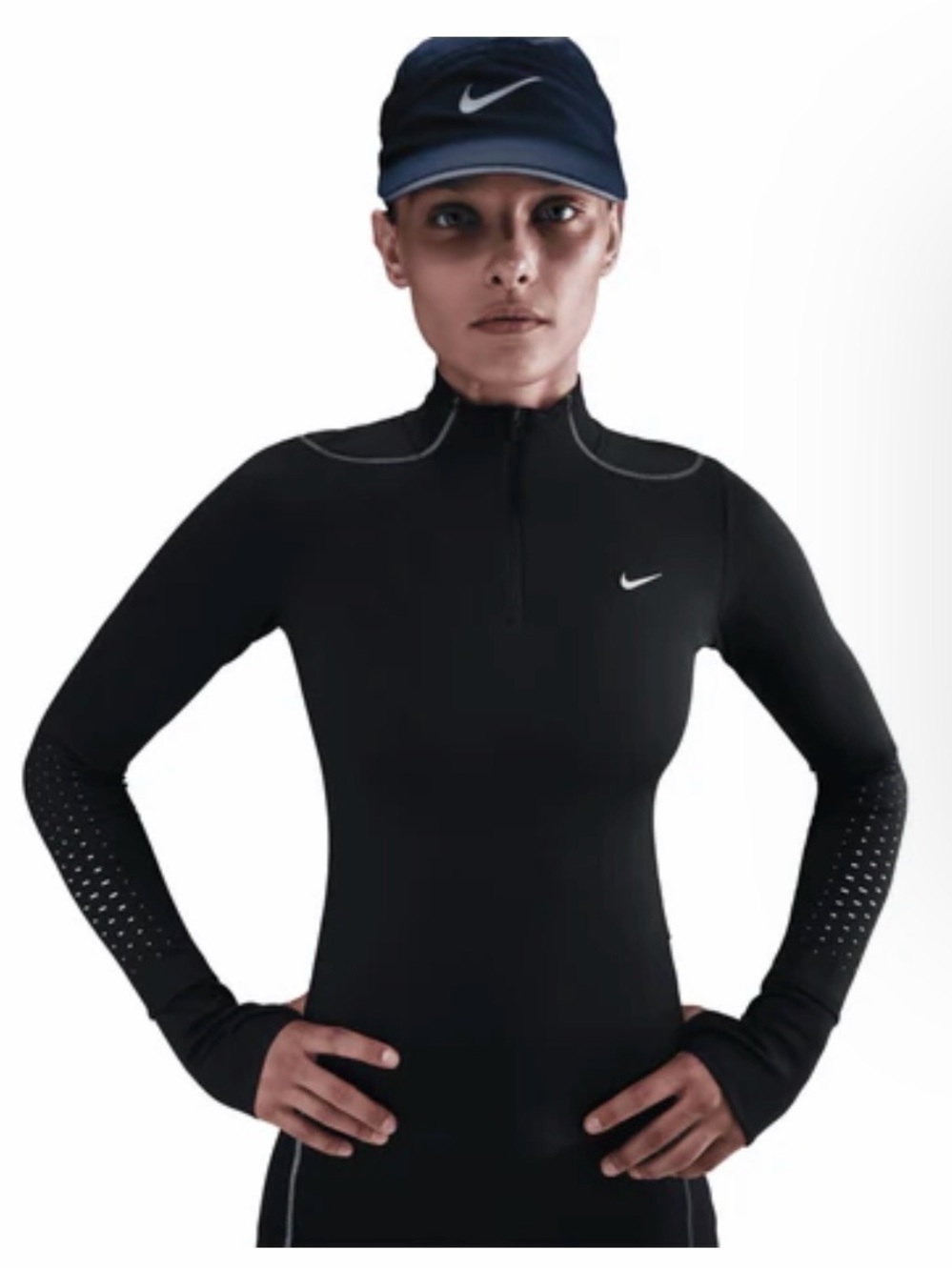 Nike Black Long-Sleeve Half-Zip Training Top with White Swoosh